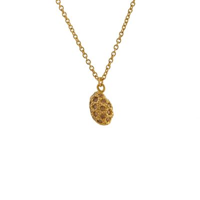 Australian Cognac Diamond Studded Egg Necklace Product Photo