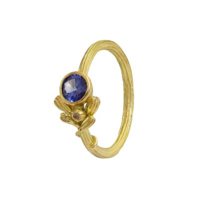 Seed Ring with Blue Sapphire and Diamonds