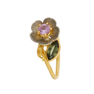 Blackberry Flower & Sapphire Ring on Paper