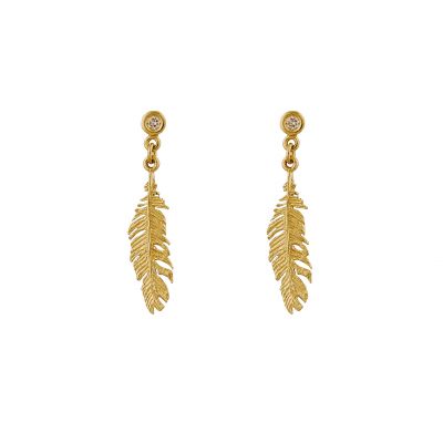 Plume & Champagne Diamond Drop Earrings Product Photo