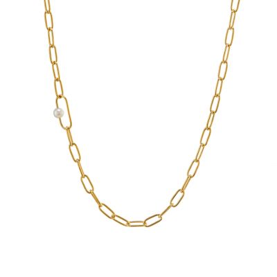 Pea Large Link Necklace with Single Pearl Product Photo