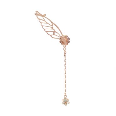 Small Single Dragonfly Wing Ear-Cuff with Chain Linked Stud Product Photo