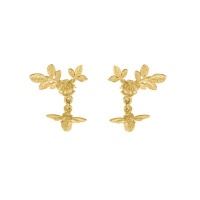 Floral Bloom Stud Earrings with Bee Drops Product Photo