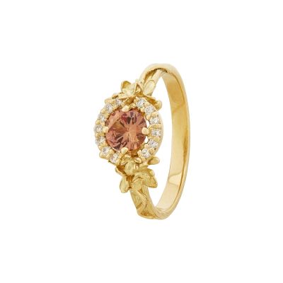 Large Spring Halo Ring with Burnt Orange Sapphire Product Photo