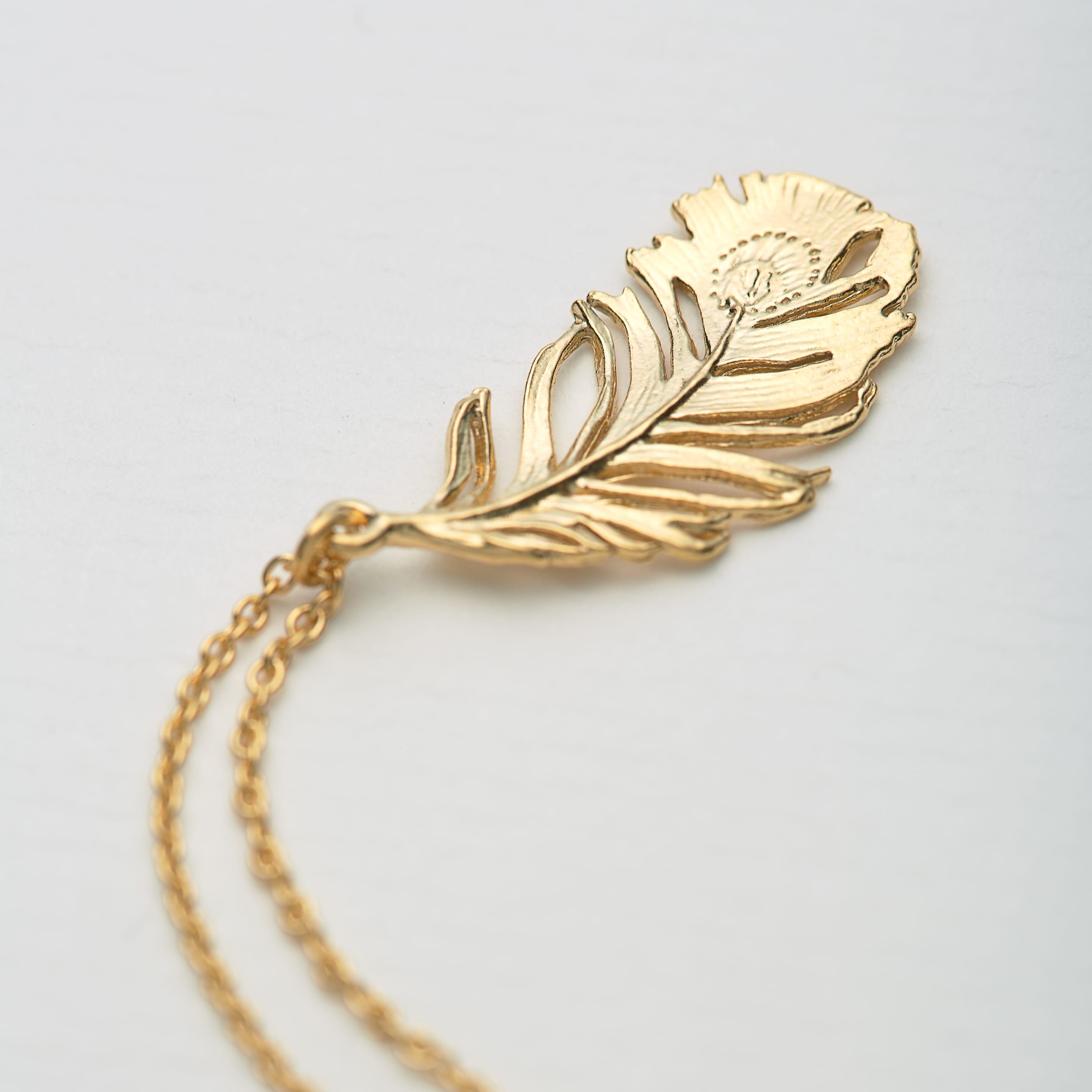 Peacock Feather Necklace Sm Silver Pendant - Heart Mala Yoga Jewellery