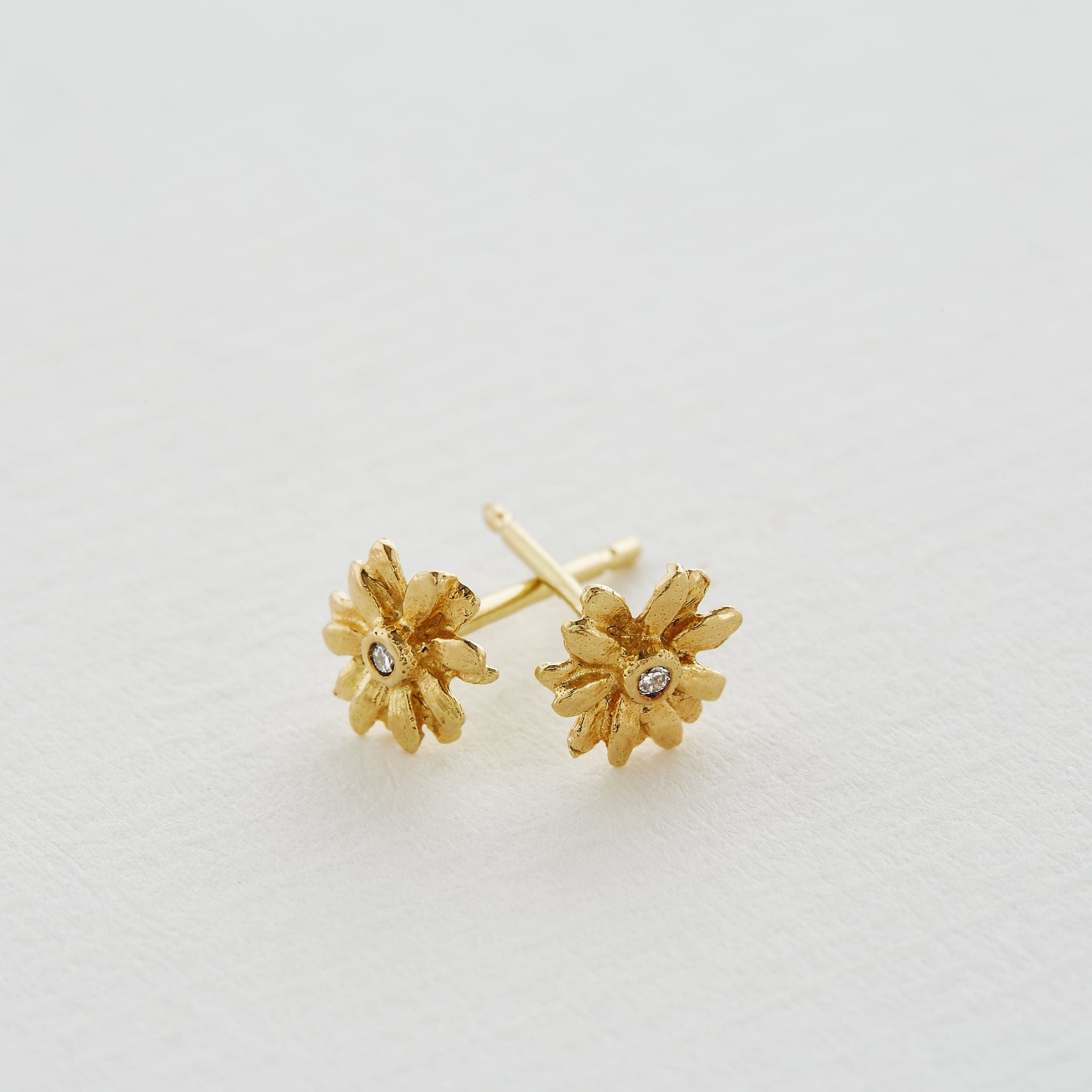 Teeny Tiny Diamond Daisy Stud Earrings