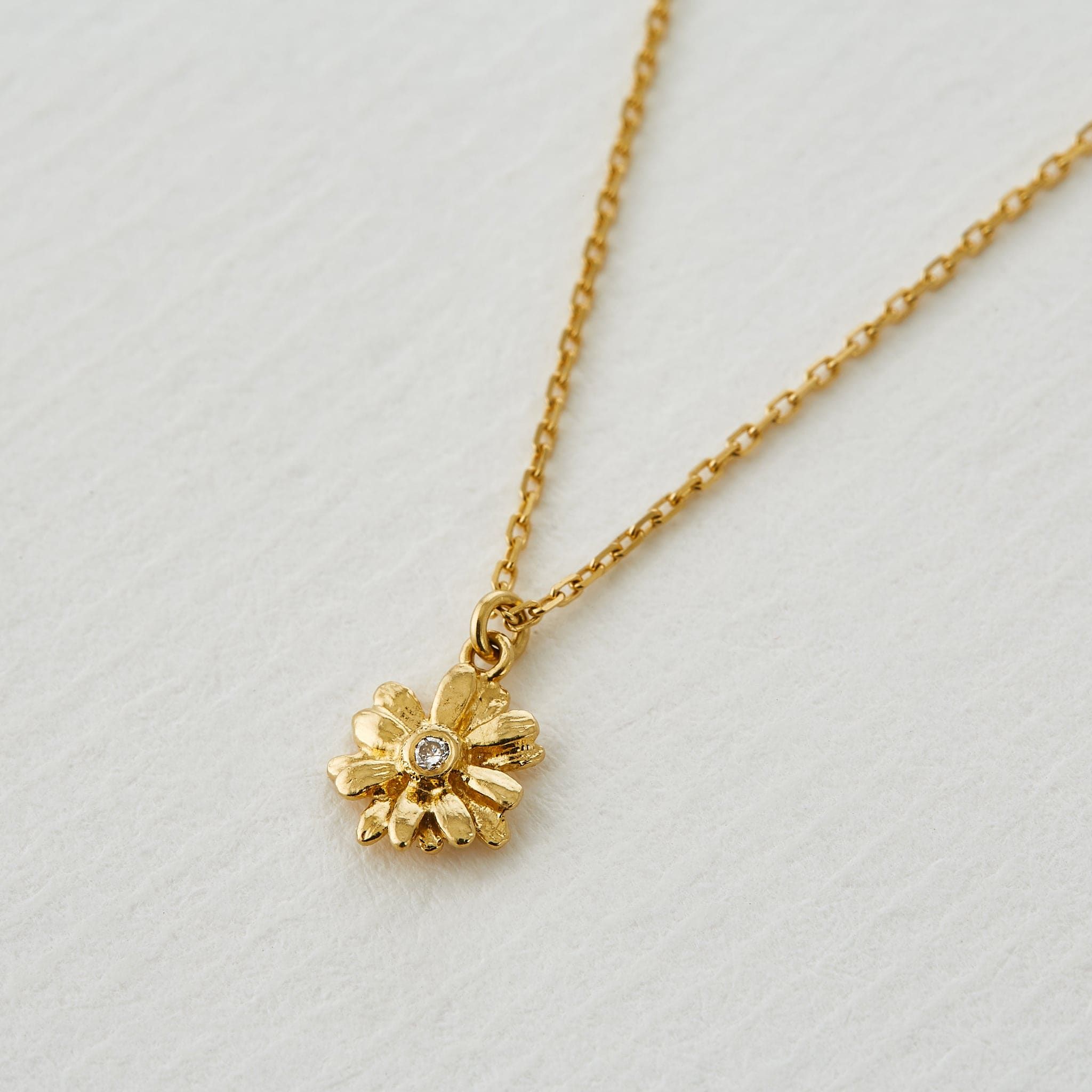 Teeny Tiny Diamond Daisy Necklace
