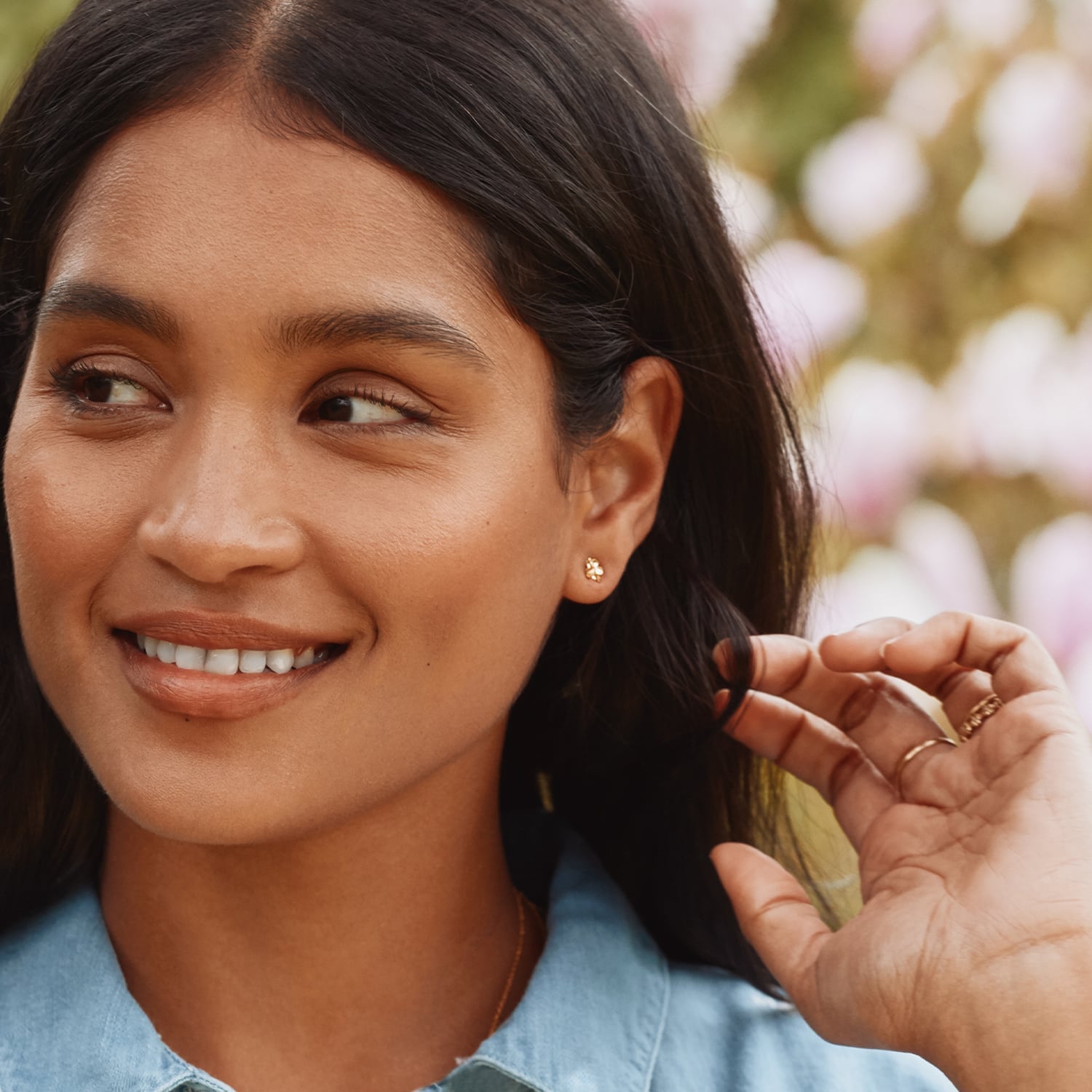 Forget Me Not Stud Earrings with Itsy Bitsy Bee