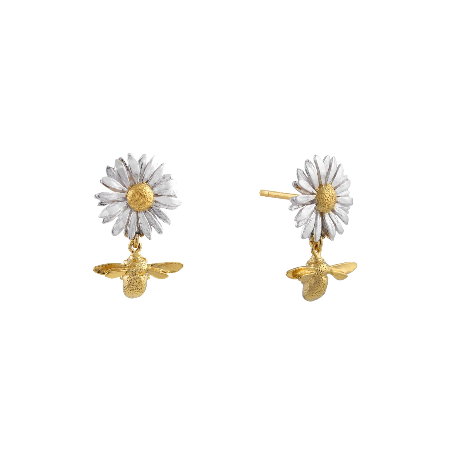 Daisy Stud Earrings with Teeny Tiny Bee Drops
