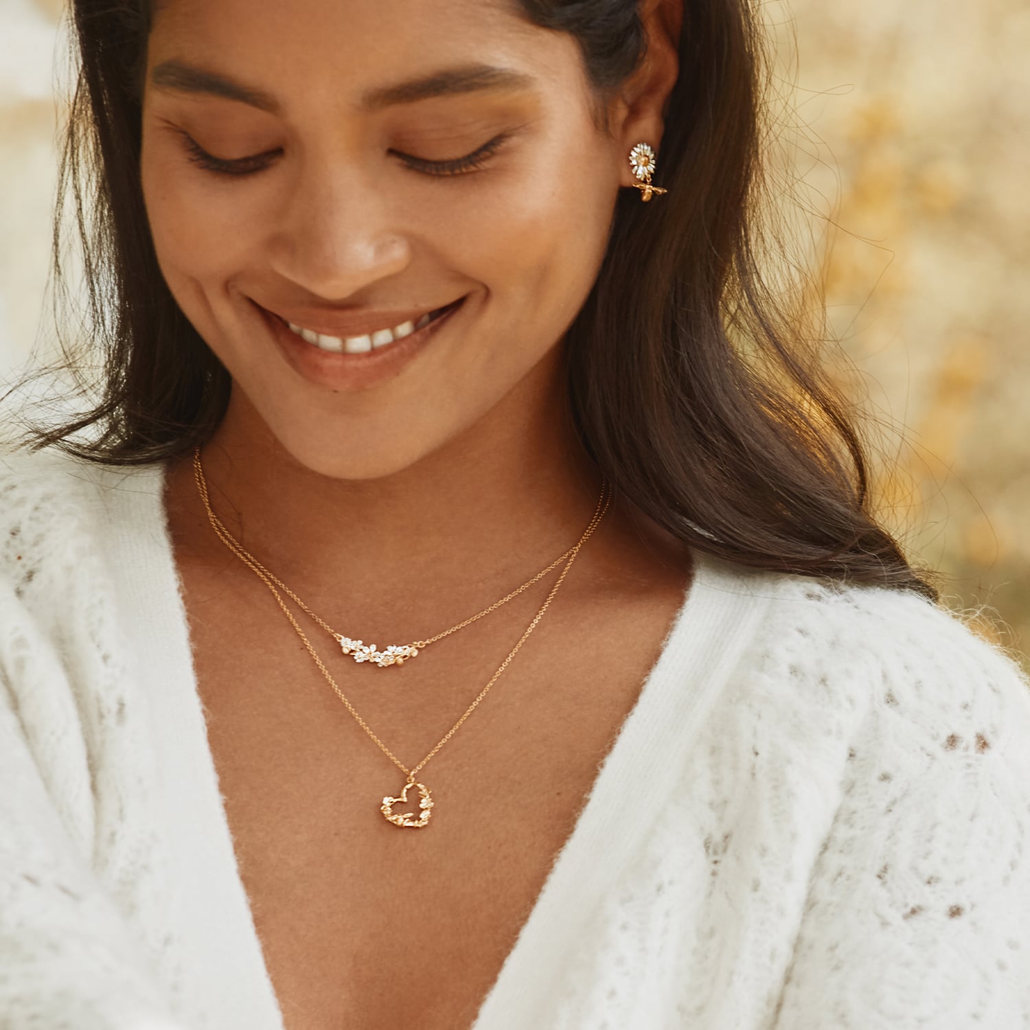 Floral Heart Necklace with Itsy Bitsy Bee