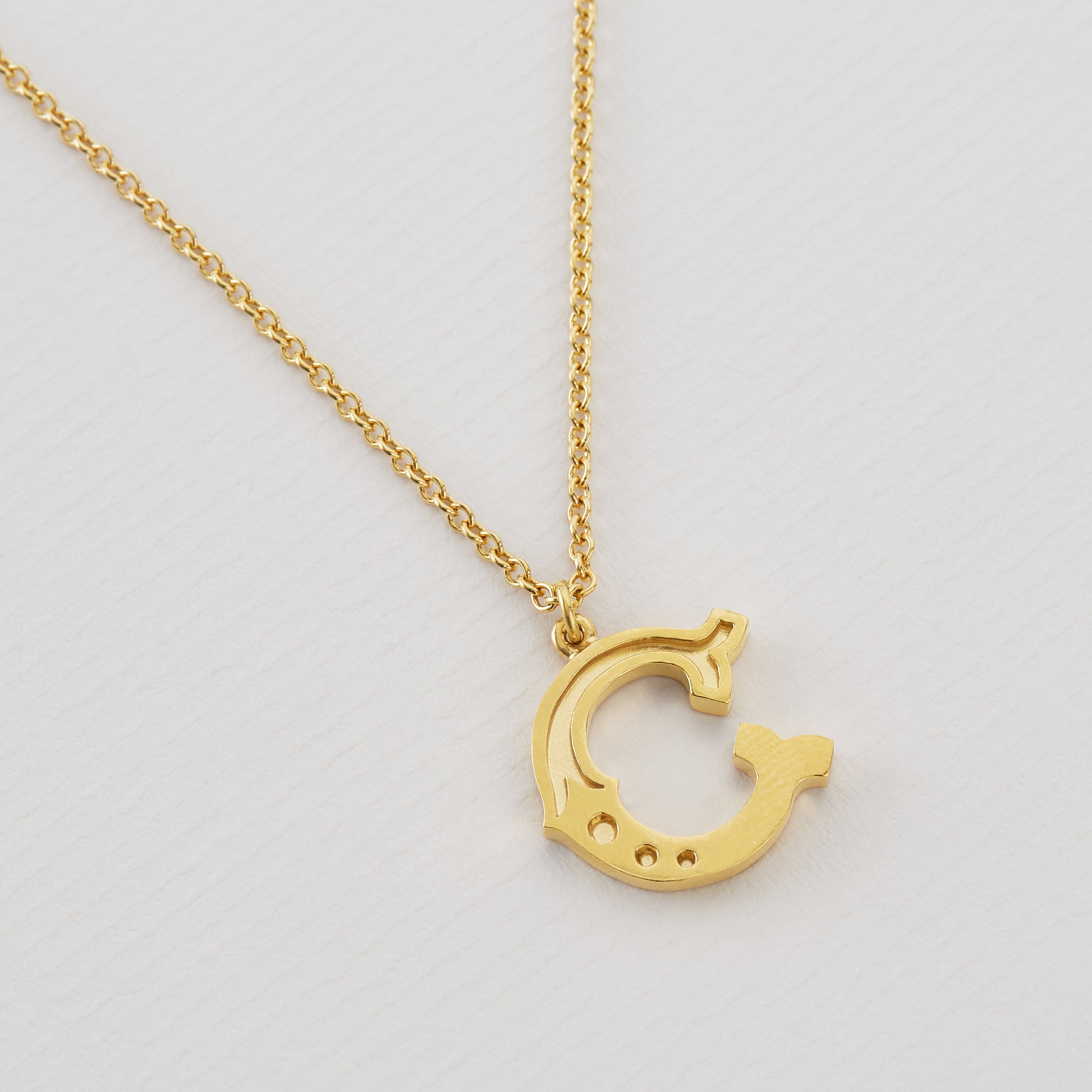 Initial Pendent Necklace Charm Letter C Finished in 18kt Yellow Gold -  CRISLU