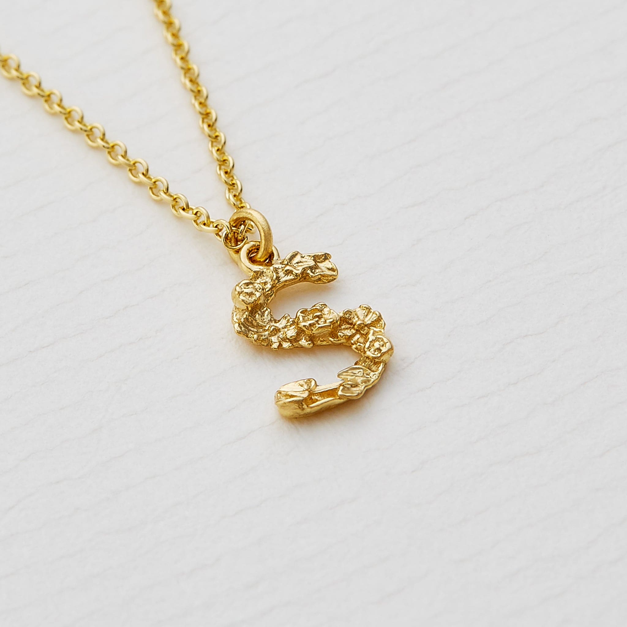 Teeny Tiny Floral Letter S Necklace