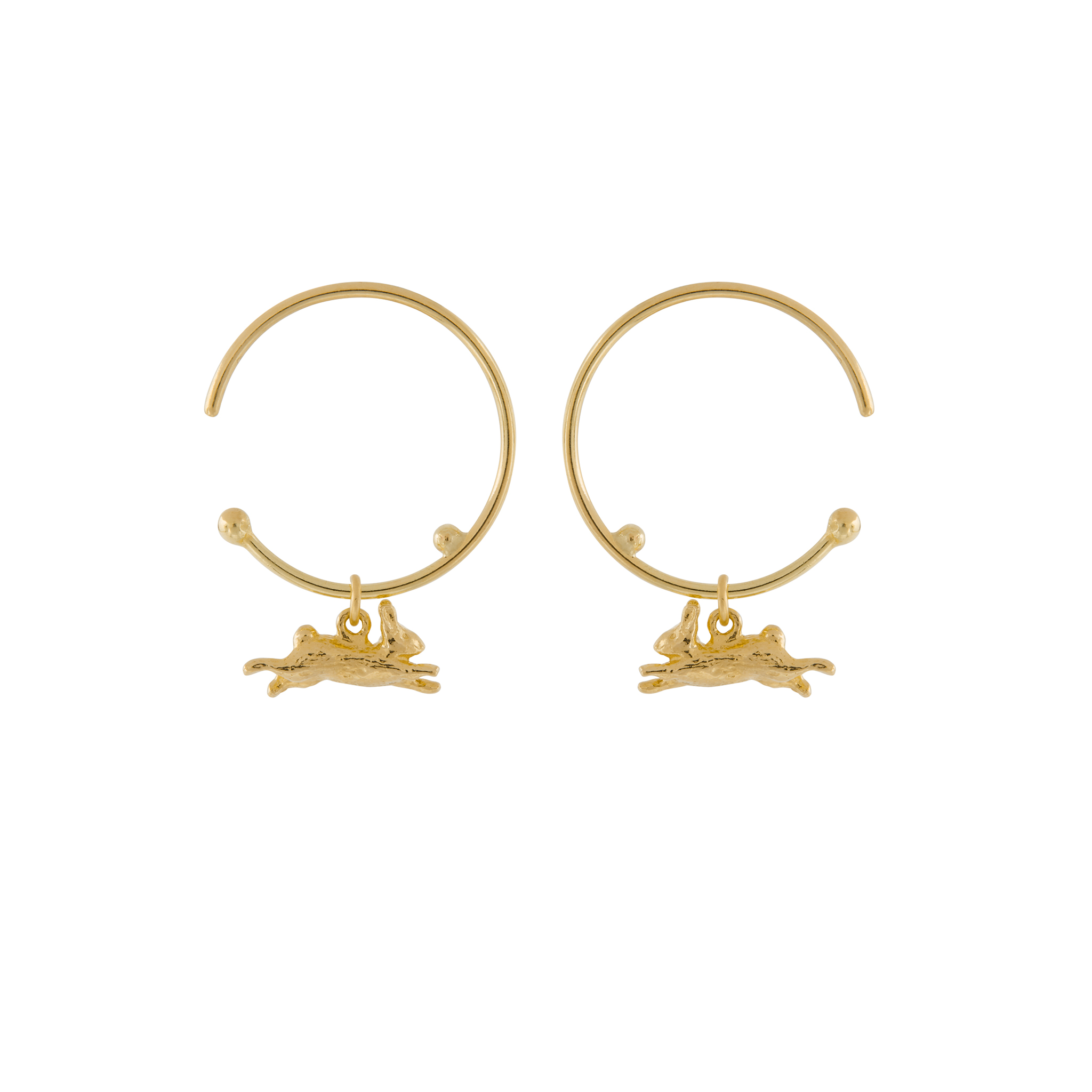 Teeny Tiny Leaping Rabbit Hoop Earrings