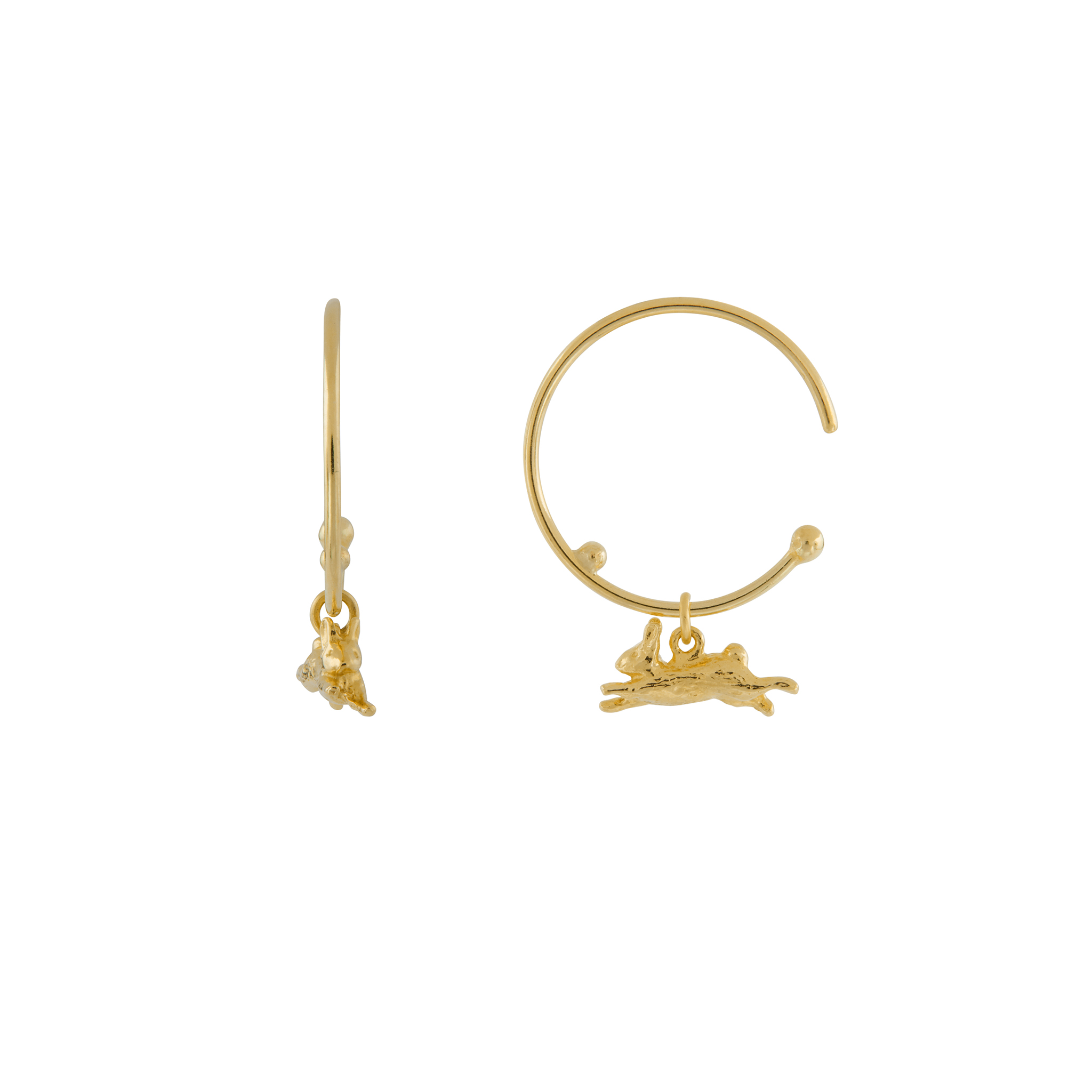Teeny Tiny Leaping Rabbit Hoop Earrings