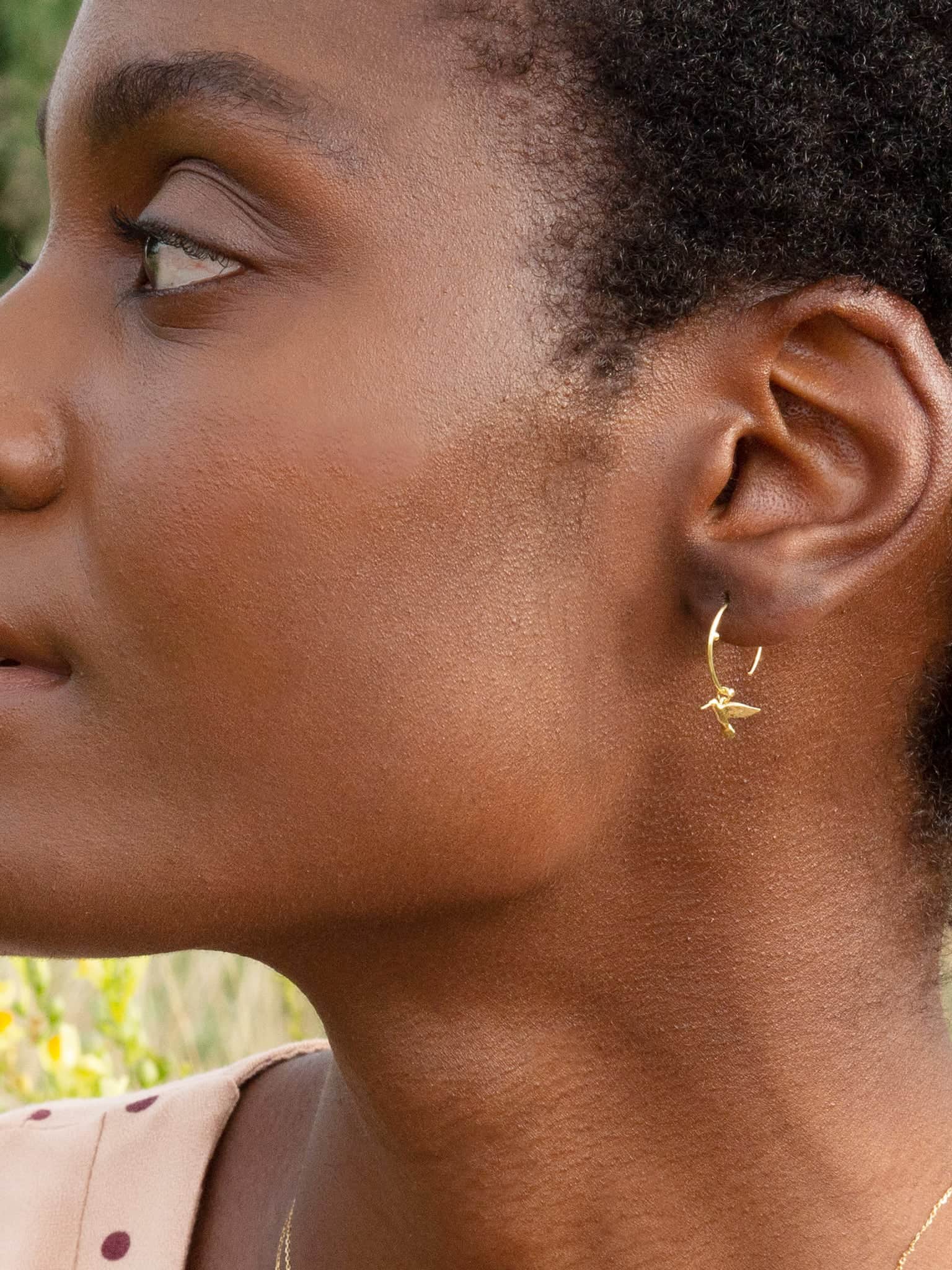 Teeny Tiny Hummingbird Hoop Earrings