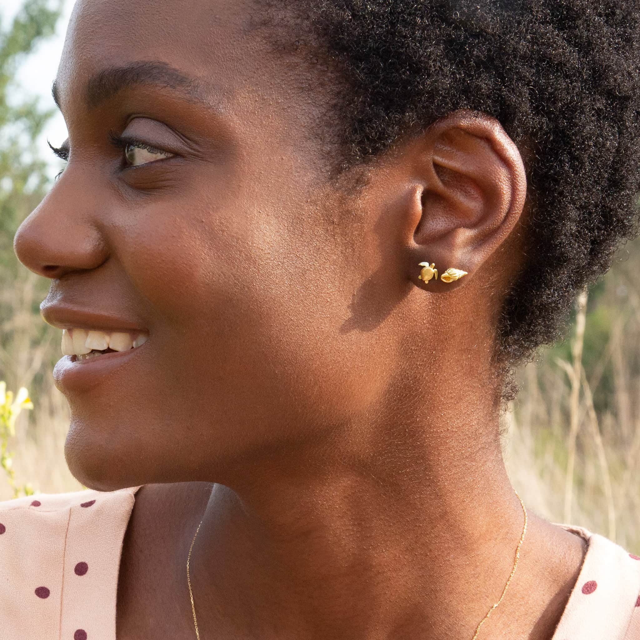 Teeny Tiny Sea Turtle Single Stud Earring