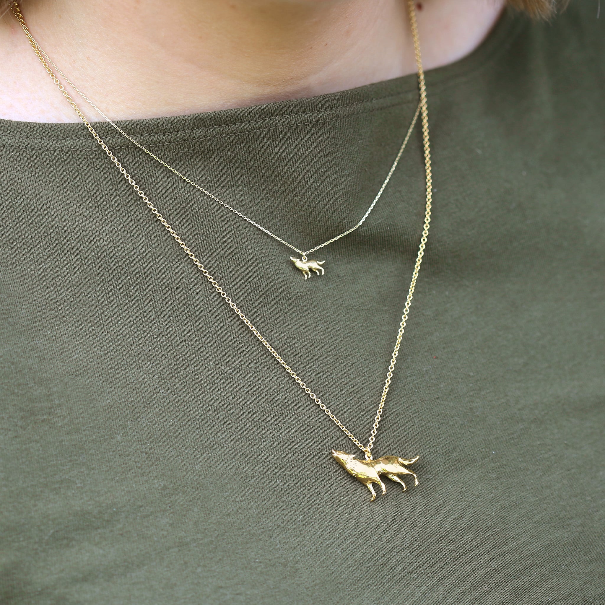 Teeny Tiny Howling Wolf Necklace