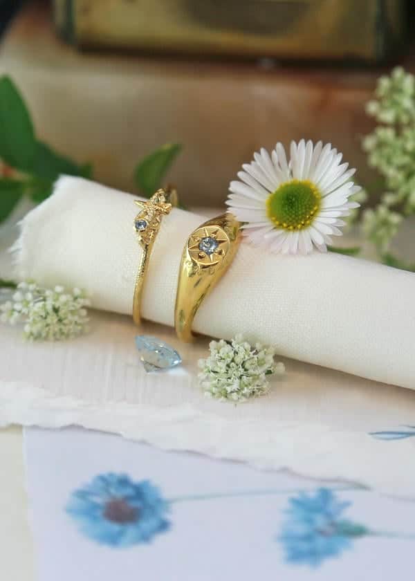 aquamarine Signet Ring with 