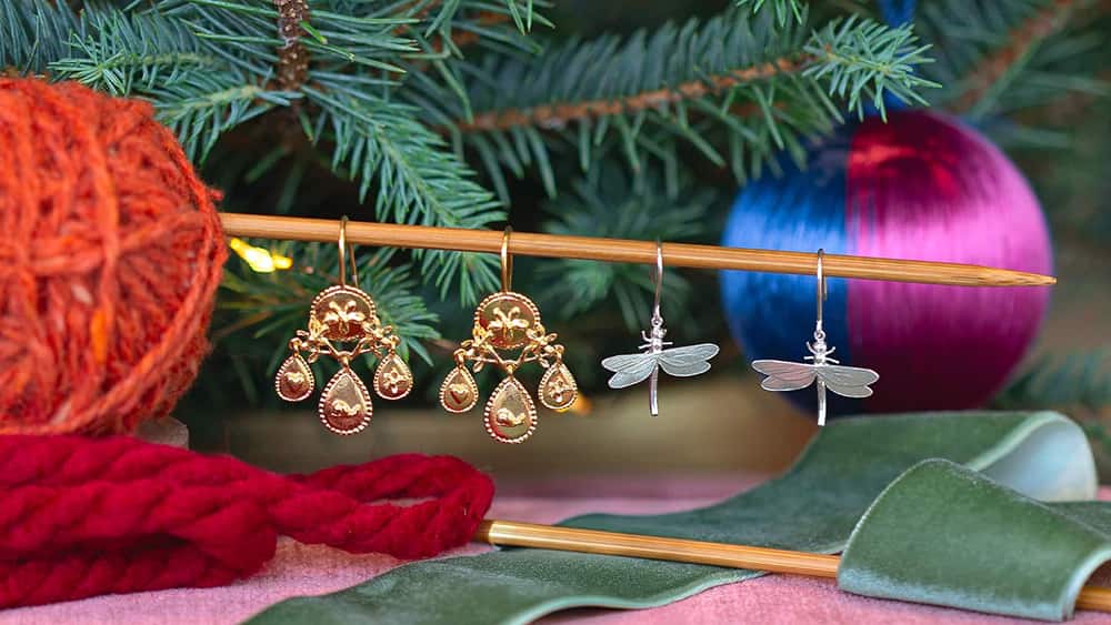 festive drop earring presentation