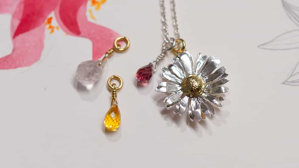Daisy Necklace with coloured gemstone briolettes.