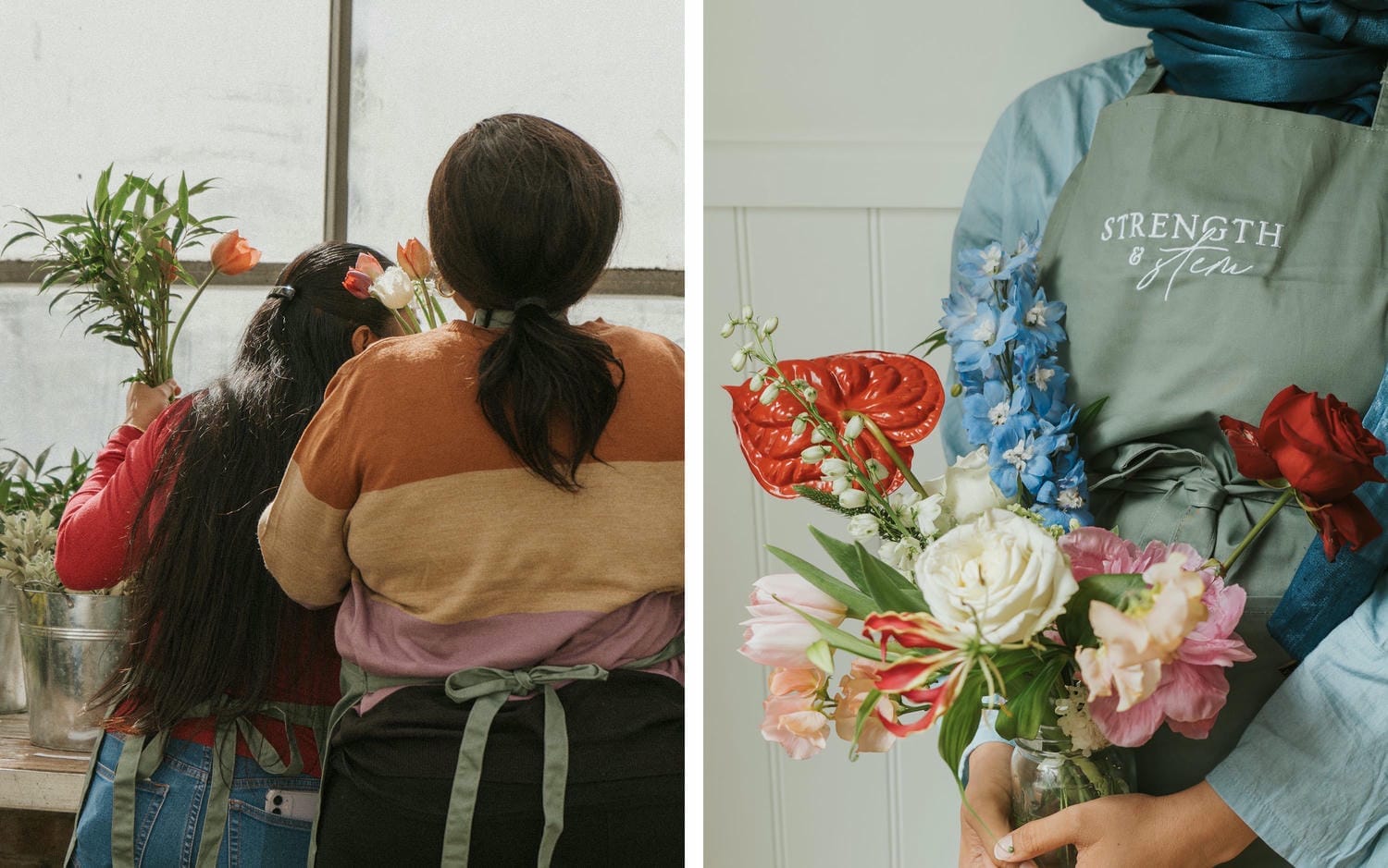 Women arranging flowers.