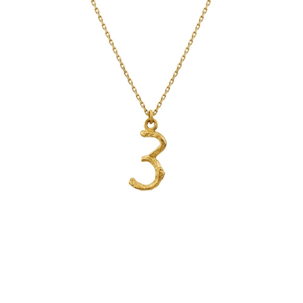 Enchanted Woodland 18ct Gold Number 3 Necklace