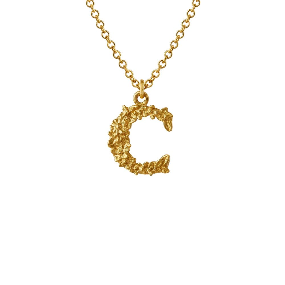 Teeny Tiny Floral 18ct Gold Letter C Necklace