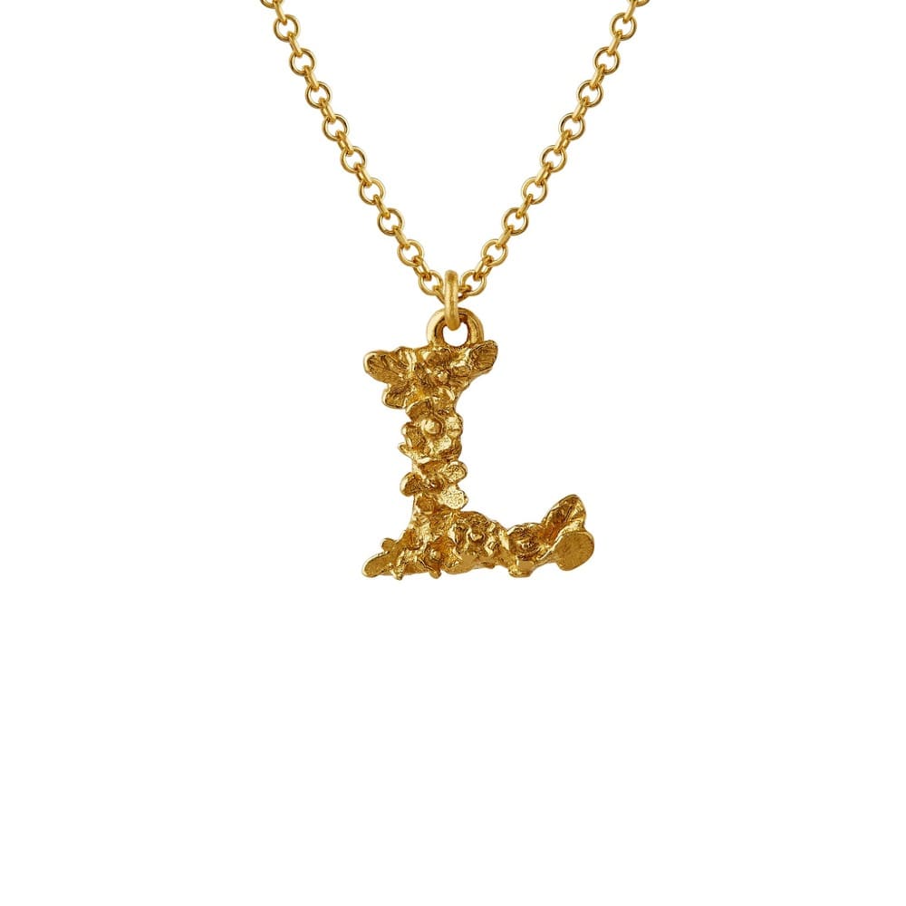 Teeny Tiny Floral 18ct Gold Letter L Necklace