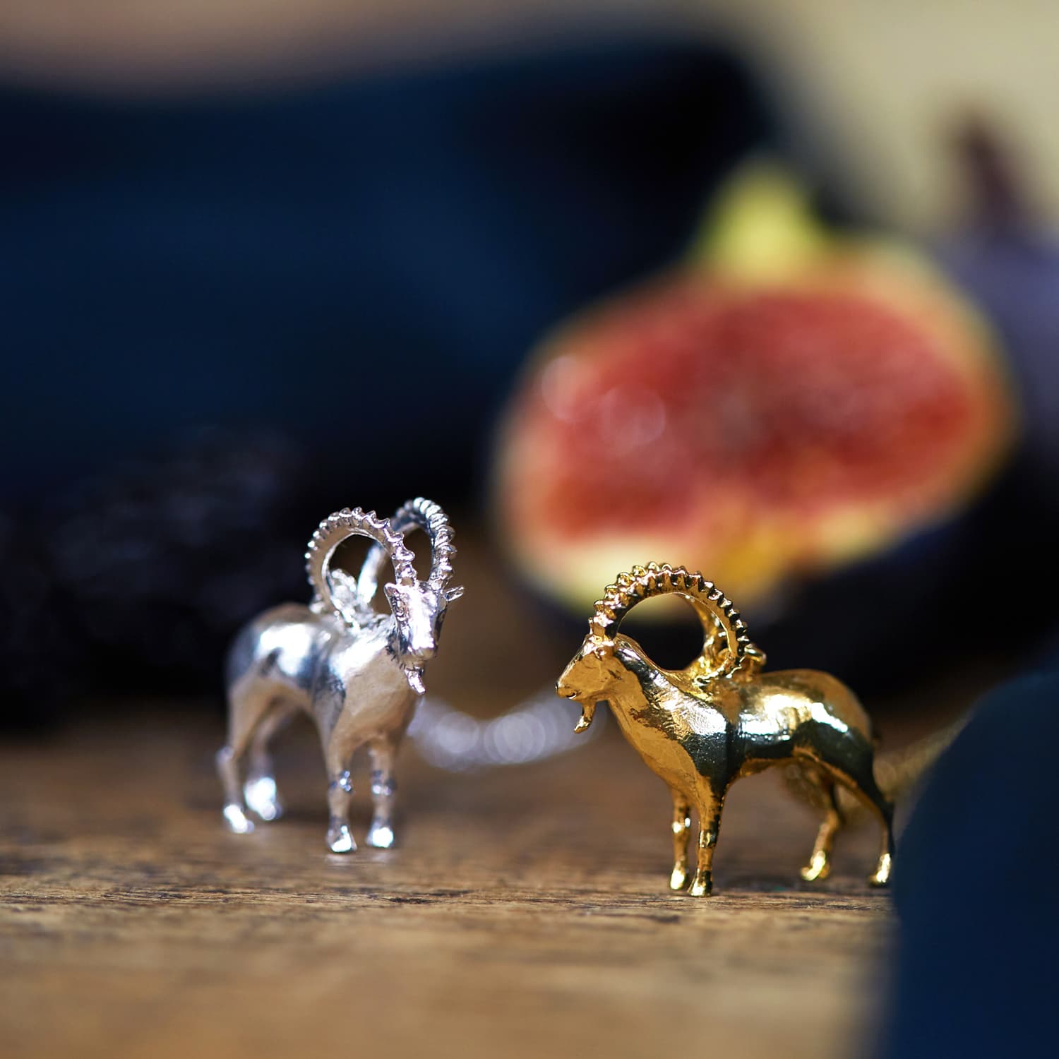 Fables Goat necklace in silver and gold plate