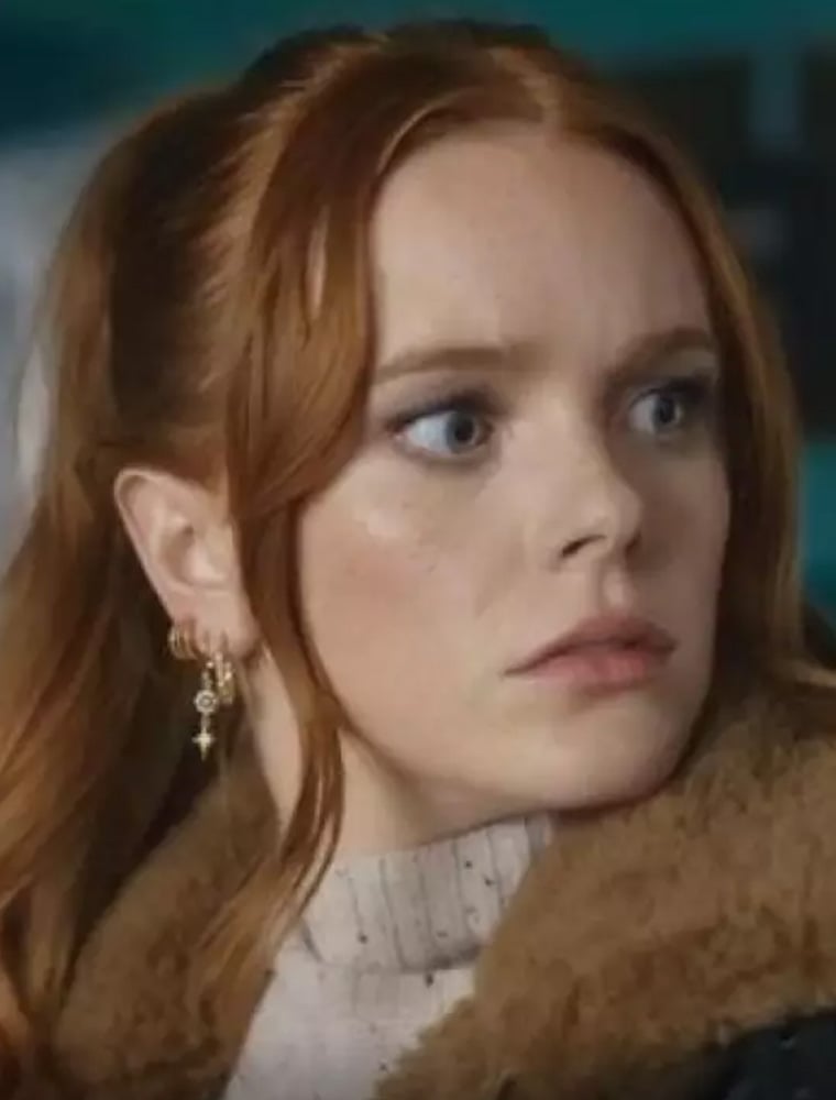 Abigail Cowen Wears the Guiding Star Blue Topaz Hook Earrings by Alex Monroe Fine Jewellery