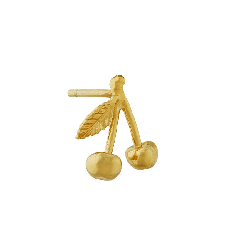 Product photo of gold plated Cherry Single Stud Earring by Alex Monroe Jewellery