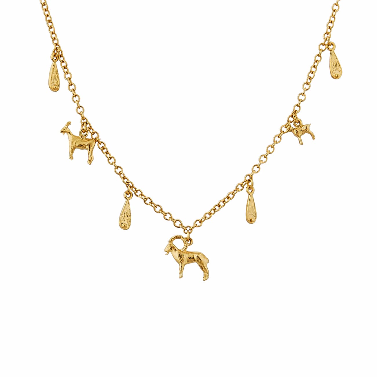 Mountain Goat Family Necklace with Ornate Drops