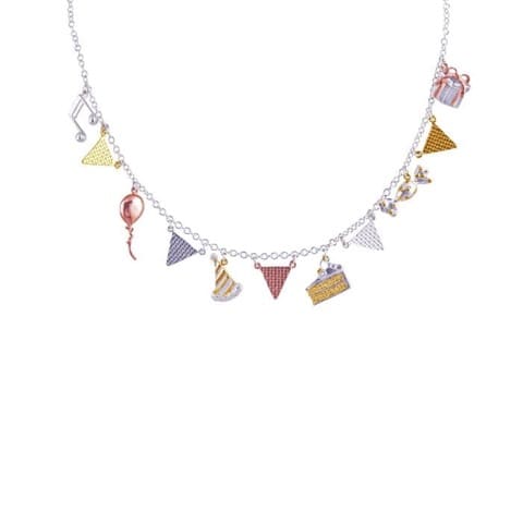 Party Necklace mixed metal sterling silver, gold plate and rose gold plate