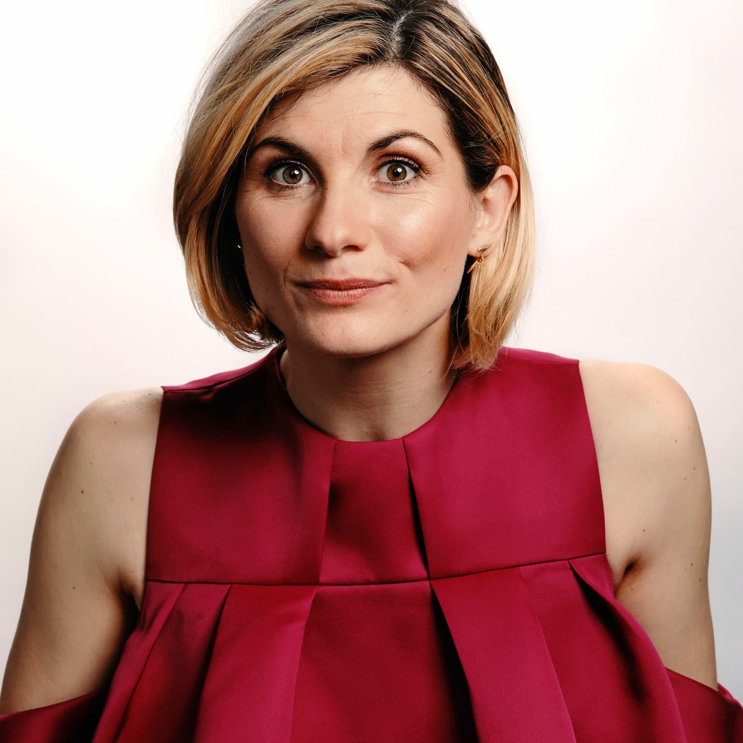 Jodie Whittaker in red dress