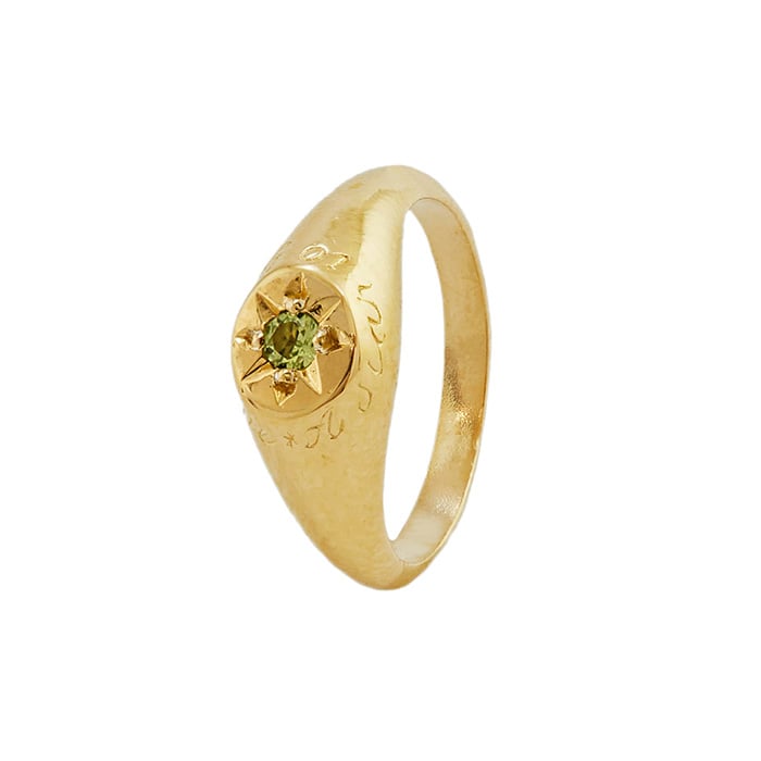 paper shot of Peridot Signet Ring with 