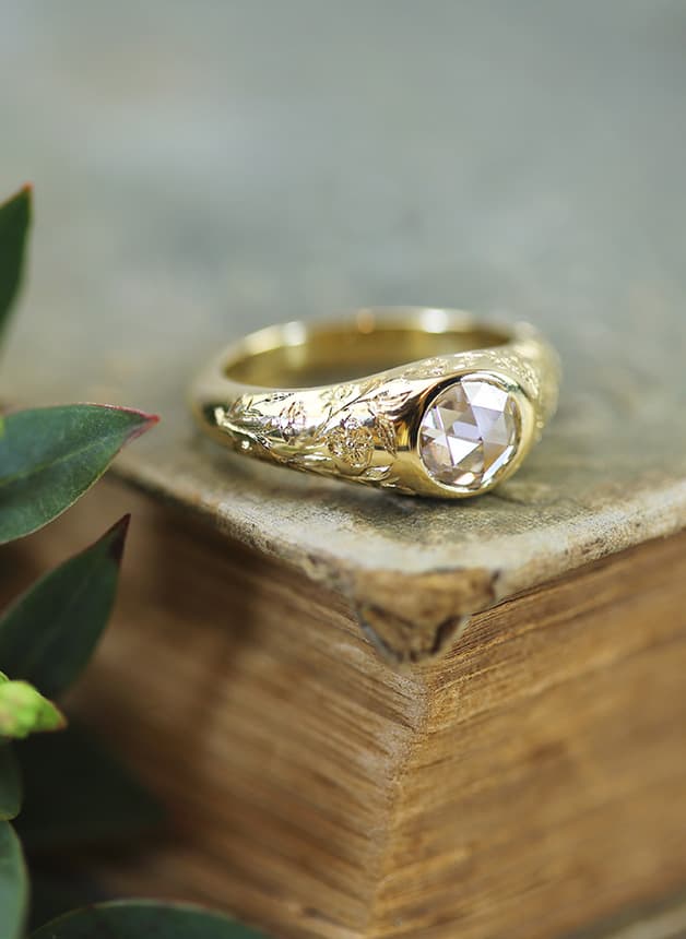 alex monroe lab grown one of a kind diamond ring