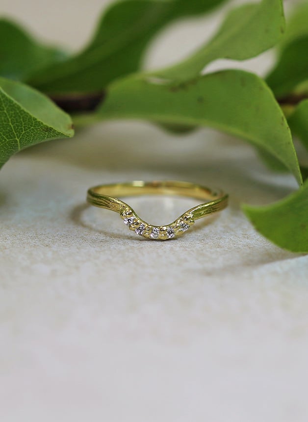 Alex Monroe curved diamond yellow wedding band by Alex Monroe Jewellery