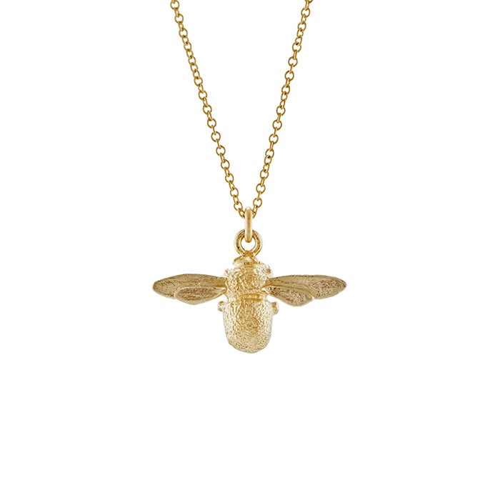 paper shot of solid gold 18ct Inbetweeny Bee Necklace by Alex Monroe fine Jewellery