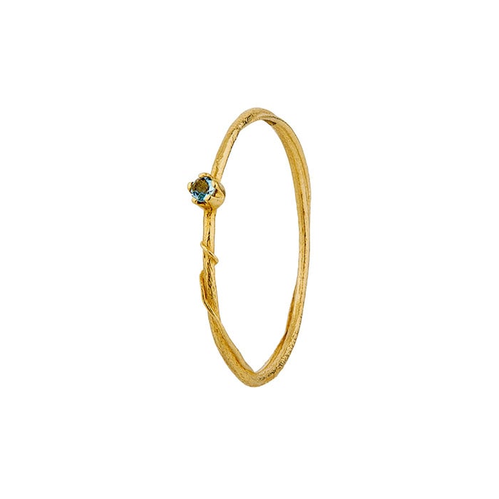 Product photo of 18ct yellow gold Aquamarine Fine Vine Ring