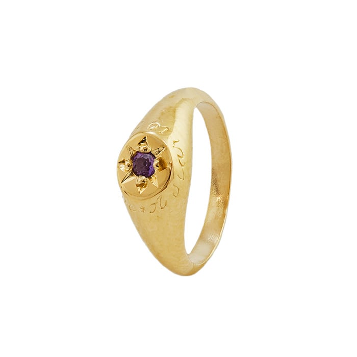 Product photo of gold Amethyst Signet Ring with 