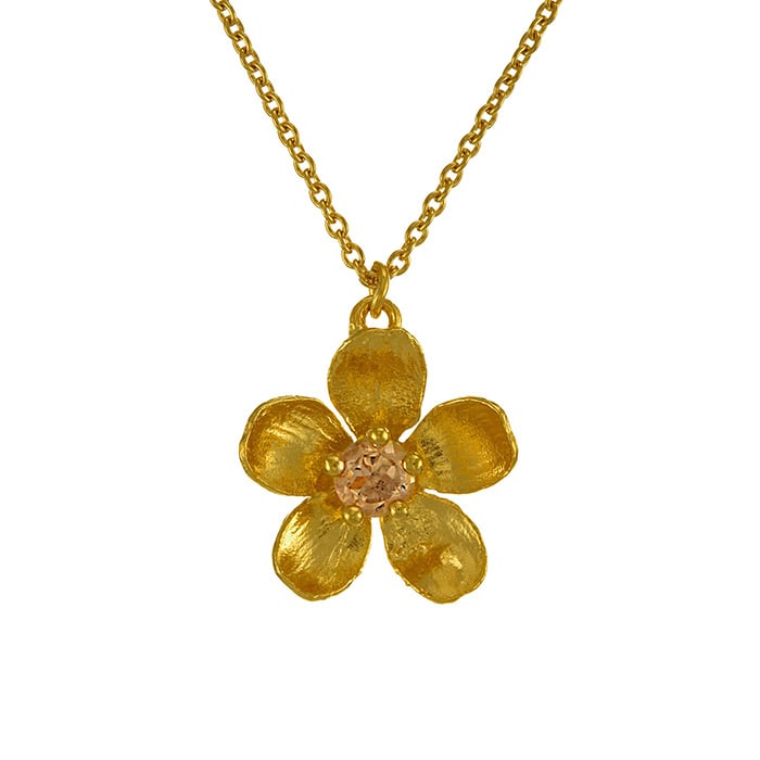 Product photo of gold Citrine Buttercup Necklace by Alex Monroe Jewellery