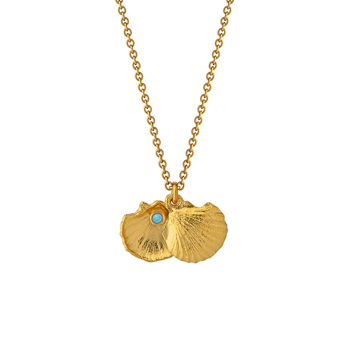 Product photo of gold plated Open Shell Opal Necklace by Alex Monroe Jewellery