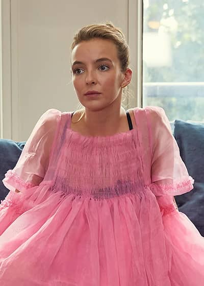 Jodie Comer in Killing Eve wearing our Honeybee Stud Earrings
