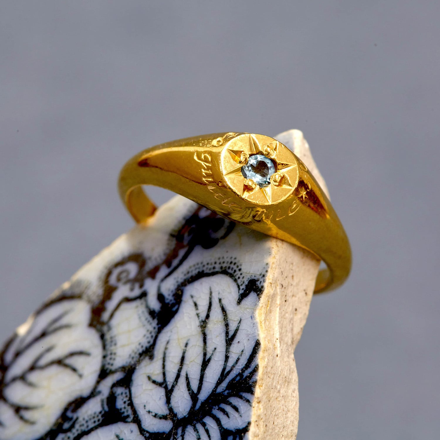 Aquamarine Signet Ring with 