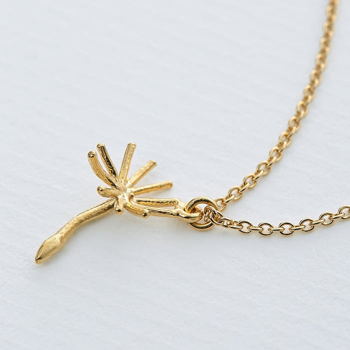 Paper shot of gold plated dandelion-fluff-necklace by Alex Monroe Jewellery
