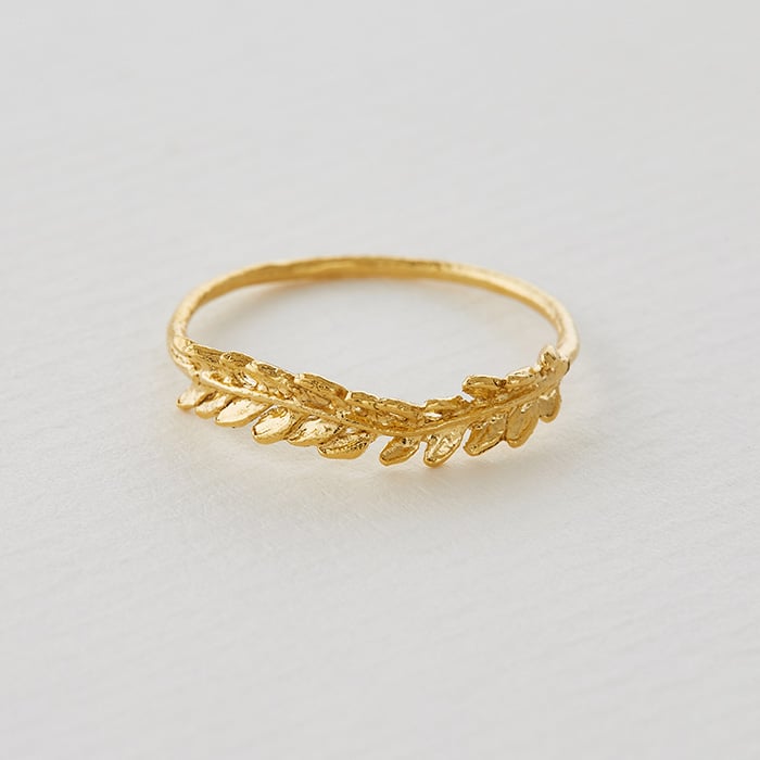 paper shot of Honey Fern Leaf Ring by Alex Monroe Jewellery