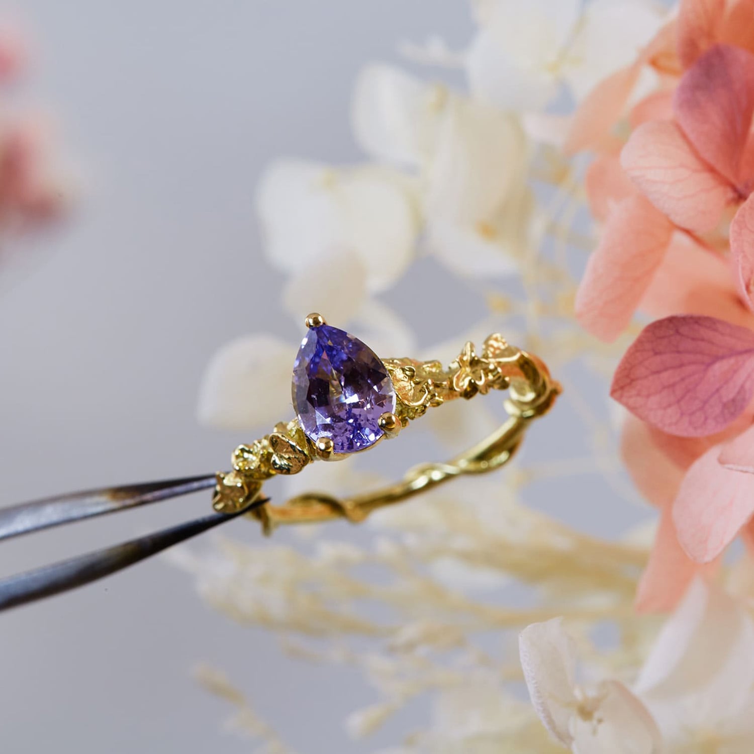 purple sapphire one of a kind ring by Alex Monroe Fine Jewellery 