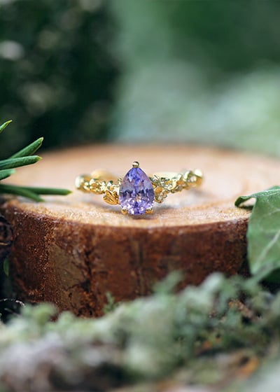 one of a kind Pear Shaped Lavender Sapphire Ring