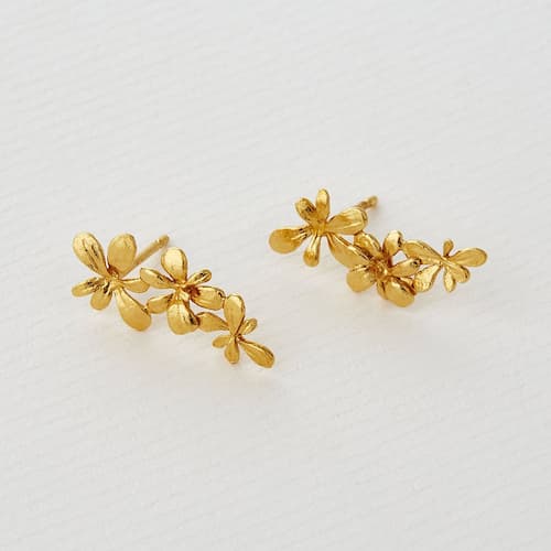 Sprouting Rosette Stud Drop Earrings 22ct Fairmined Gold Plate