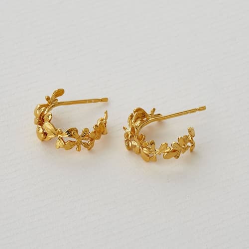 Sprouting Rosette Huggie Hoops 22ct Fairmined Gold Plate